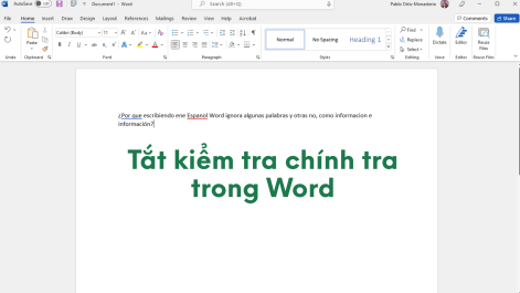 Tắt kiểm tra chính tả trong Word