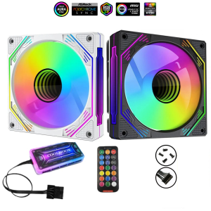 Bộ Fan Case 3 Fan LED ARGB Trắng (kèm Hub, Điều khiển màu, VSP V400C)