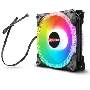 Bộ Fan Case Coolmoon S5 RGB (Trắng, Nạm giả kim cương 5 Fan, Hub, Remote)