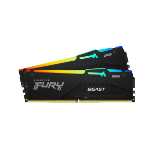 Ram PC Kingston Fury Beast Black 64GB (DDR5, 6000Mhz, 2x32GB, RGB, KF560C36BBE2AK2-64)