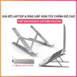 Giá đỡ laptop bằng nhôm hỗ trợ tản nhiệt, điều chỉnh độ cao, gấp gọn