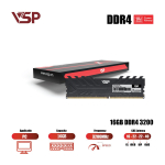 Ram PC VSP Black 16GB (DDR4, 3200MHz, tản nhiệt)